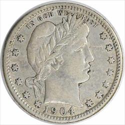 1904-O Barber Silver Quarter VF Uncertified #1215
