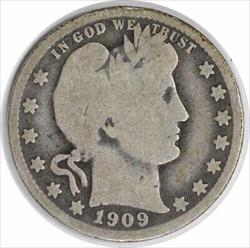 1909-O Barber Silver Quarter VG Uncertified #303
