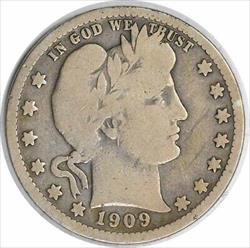1909-O Barber Silver Quarter VG Uncertified #324