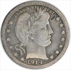 1914-S Barber Silver Quarter F Uncertified #1041