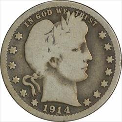 1914-S Barber Silver Quarter VG Uncertified #1105