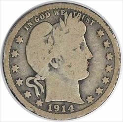 1914-S Barber Silver Quarter VG Uncertified #1108