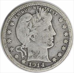 1914-S Barber Silver Quarter VG Uncertified #1111