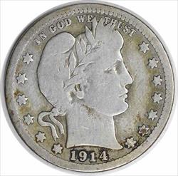 1914-S Barber Silver Quarter VG Uncertified #1112