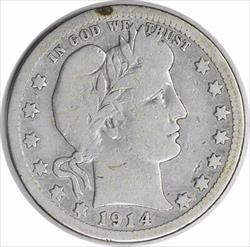 1914-S Barber Silver Quarter VG Uncertified #1114