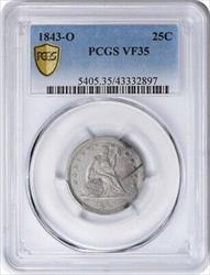 1843-O Liberty Seated Silver Quarter VF35 PCGS