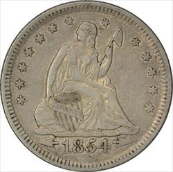 1854 Liberty Seated Quarter Arrows AU Uncertified #221