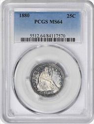 1880 Liberty Seated Silver Quarter MS64 PCGS