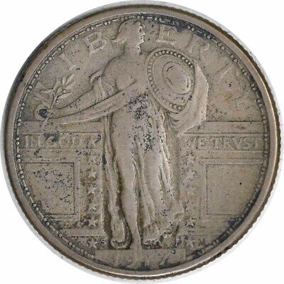 1917-S Standing Liberty Silver Quarter Type 1 VF Uncertified #1205