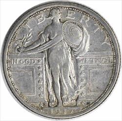 1917-S Standing Liberty Silver Quarter Type 1 VF Uncertified #1206