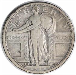 1917-S Standing Liberty Silver Quarter Type 1 VF Uncertified #1208