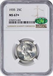 1935 Washington Silver Quarter MS67+ NGC (CAC)