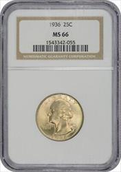 1936 Washington Silver Quarter MS66 NGC