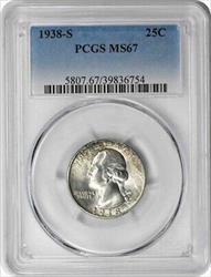1938-S Washington Silver Quarter MS67 PCGS