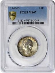 1940-D Washington Silver Quarter MS67 PCGS