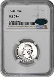 1944 Washington Silver Quarter MS67+ NGC (CAC)