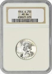 1946-S Washington Silver Quarter MS66 NGC