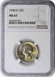 1948-D Washington Silver Quarter MS67 NGC