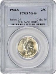1948-S Washington Silver Quarter MS66 PCGS