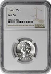 1948 Washington Silver Quarter MS66 NGC