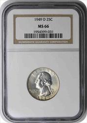 1949-D Washington Silver Quarter MS66 NGC