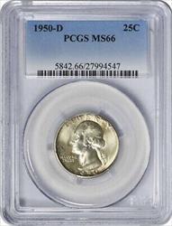 1950-D Washington Silver Quarter MS66 PCGS