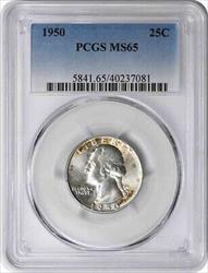 1950 Washington Silver Quarter MS65 PCGS