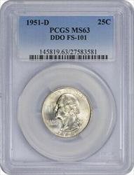 1951-D Washington Silver Quarter DDO FS-101 MS63 PCGS