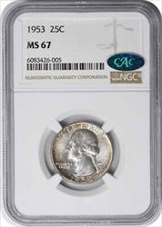 1953 Washington Silver Quarter MS67 NGC (CAC)