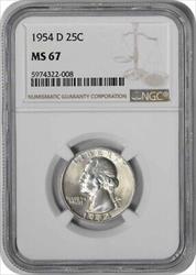1954-D Washington Silver Quarter MS67 NGC