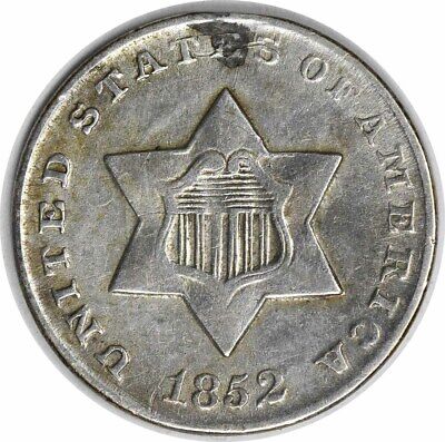 1852 Three Cent Silver AU Uncertified #128