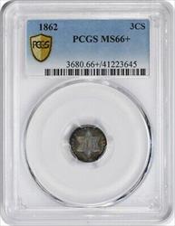 1862 Three Cent Silver MS66+ PCGS