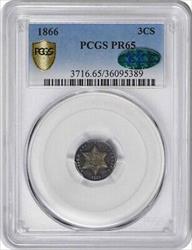 1866 Three Cent Silver PR65 PCGS (CAC)
