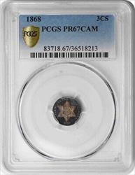 1868 Three Cent Silver PR67CAM PCGS