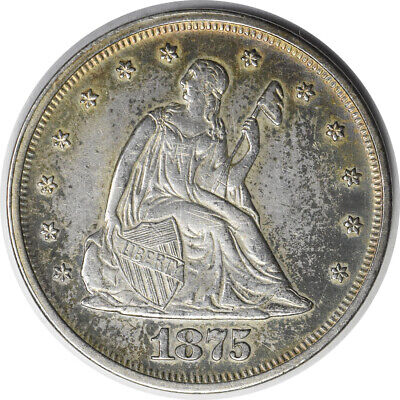 1875 Twenty Cent Silver Piece AU Uncertified #202