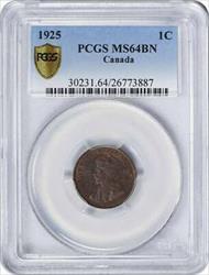 1925 Canada 1 Cent MS64BN PCGS