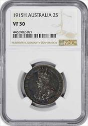 1915H Australia 2 Shilling (Florin) VF30 NGC