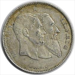 1880 Belgium 1 Franc KM38 EF Uncertified #1058
