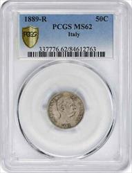 1889-R Italy 50 Centesimi MS62 PCGS