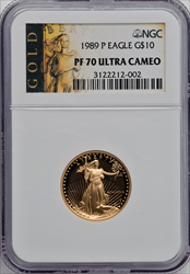 1989-P $10 Quarter-Ounce Gold Eagle DC Modern Bullion Coins NGC MS70