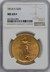 1914-S $20 NGC Plus Saint-Gaudens Double Eagles NGC MS65+