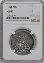 1888 50C MS Seated Half Dollars NGC MS62