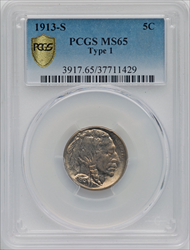 1913-S Type One PCGS Secure Buffalo Nickels PCGS MS65