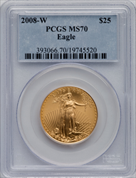2008-W $25 Half-Ounce Gold Eagle Burnished SP Modern Bullion Coins PCGS MS70