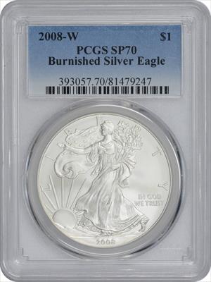 2008-W $1 American Silver Eagle Burnished SP70 PCGS