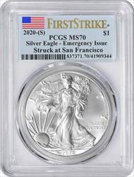 2020-(S) $1 American Silver Eagle Emergency Issue MS70 First Strike PCGS