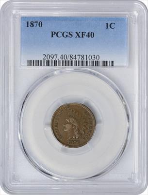 1870 Indian Cent EF40 PCGS
