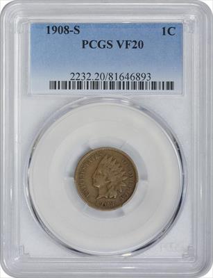 1908-S Indian Cent VF20 PCGS