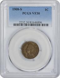 1908-S Indian Cent VF30 PCGS