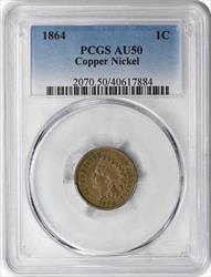 1864 Indian Cent Copper Nickel AU50 PCGS